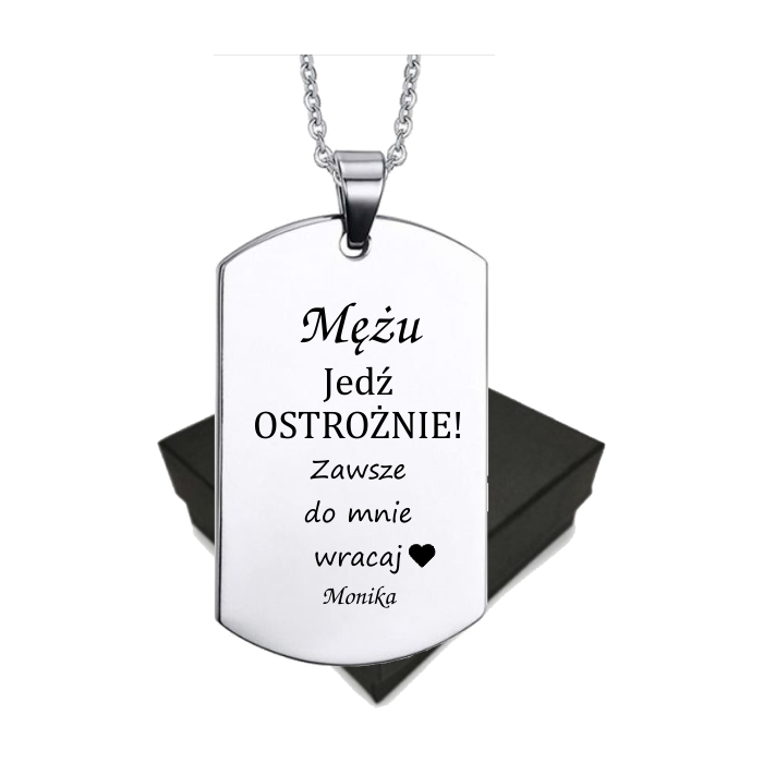 Nieśmiertelnik Prezent dla Męża Kierowcy z Dedykacją